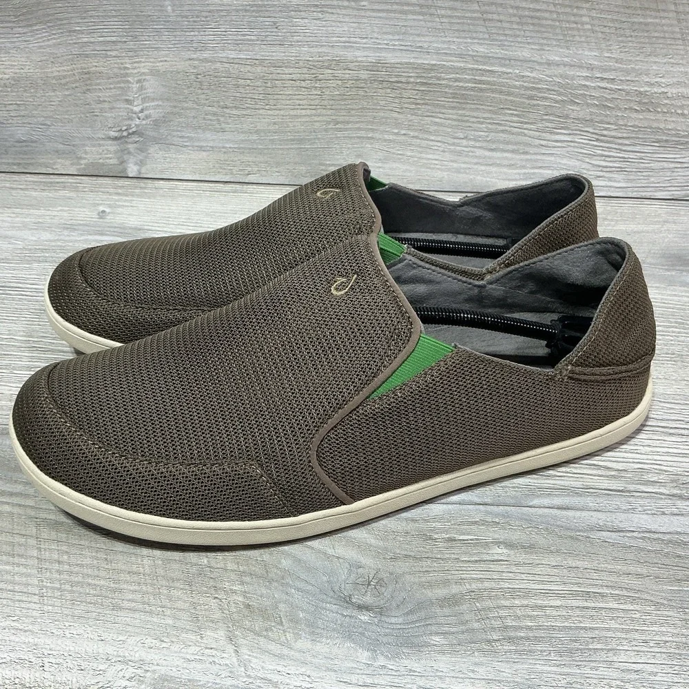 Olukai Nohea Mesh Slip Ons Mustang Lime Peel Comfort Fit Mens Size 14 1018813AP